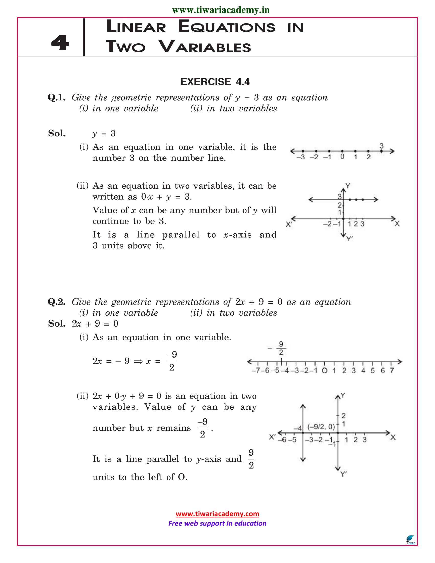 NCERT Solutions For Class 9 Maths Chapter 4 Linear Equations In PDF