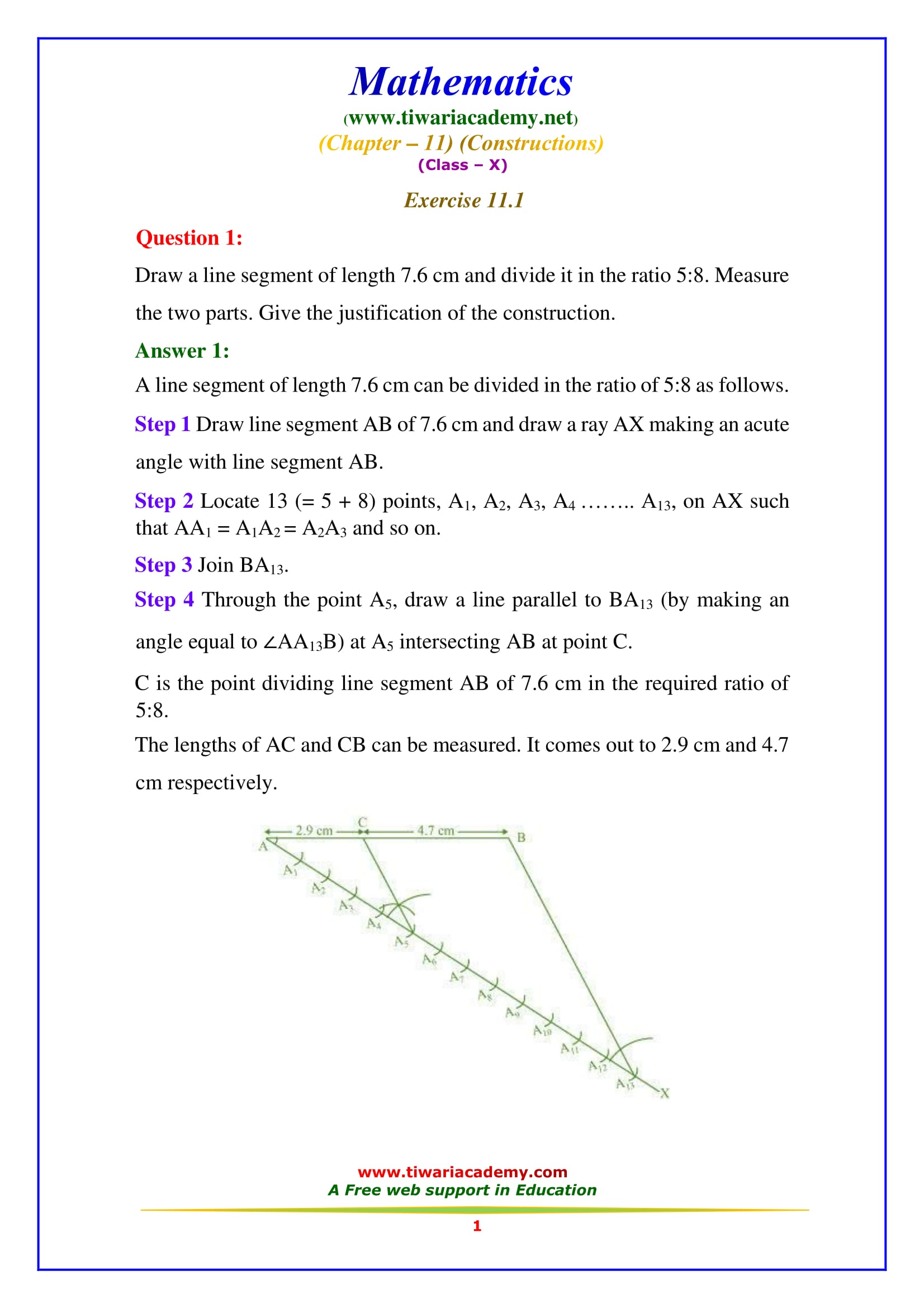 NCERT Solutions For Class 10 Maths Chapter 11 Exercise 11.1 PDF Online