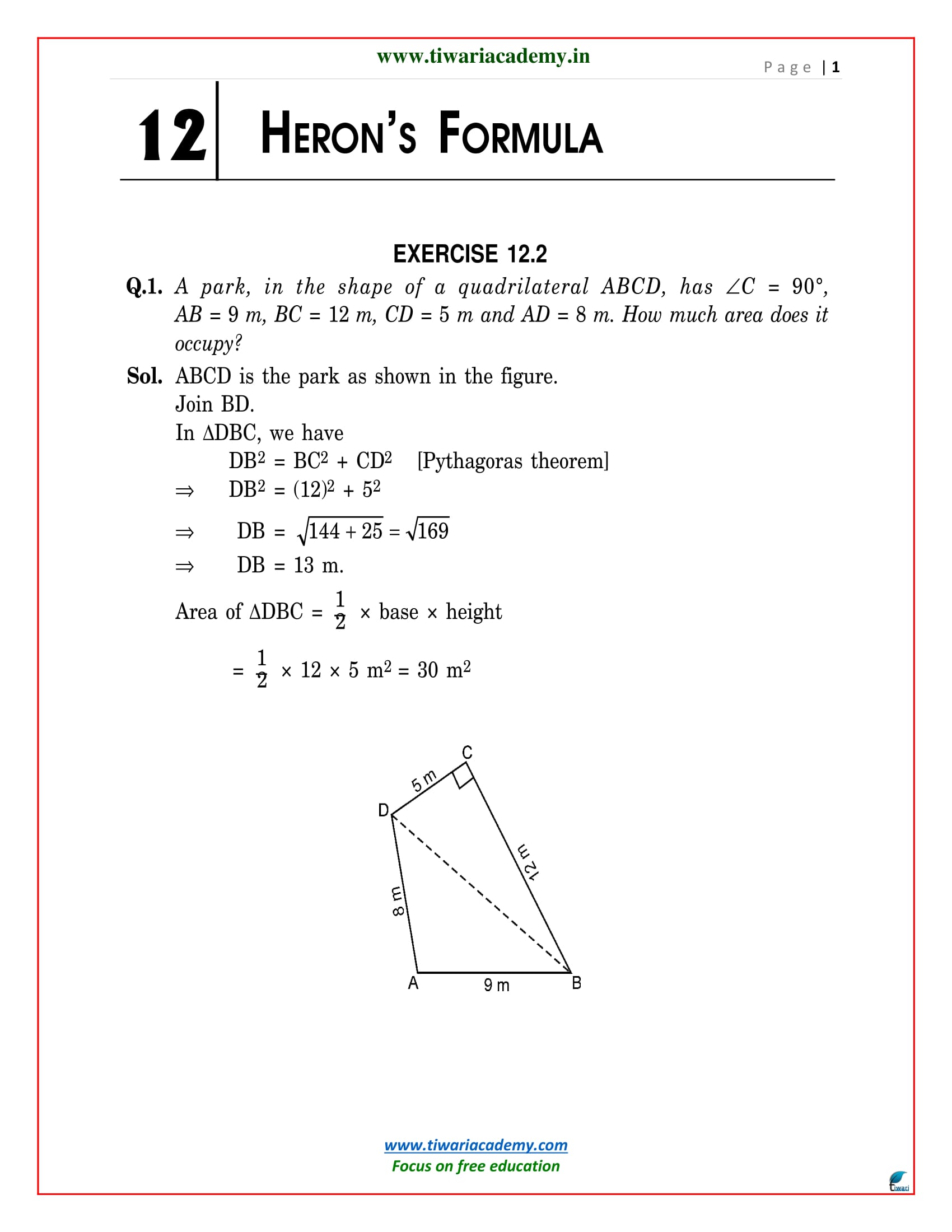 Ncert Solutions For Class Maths Chapter Heron Formula D