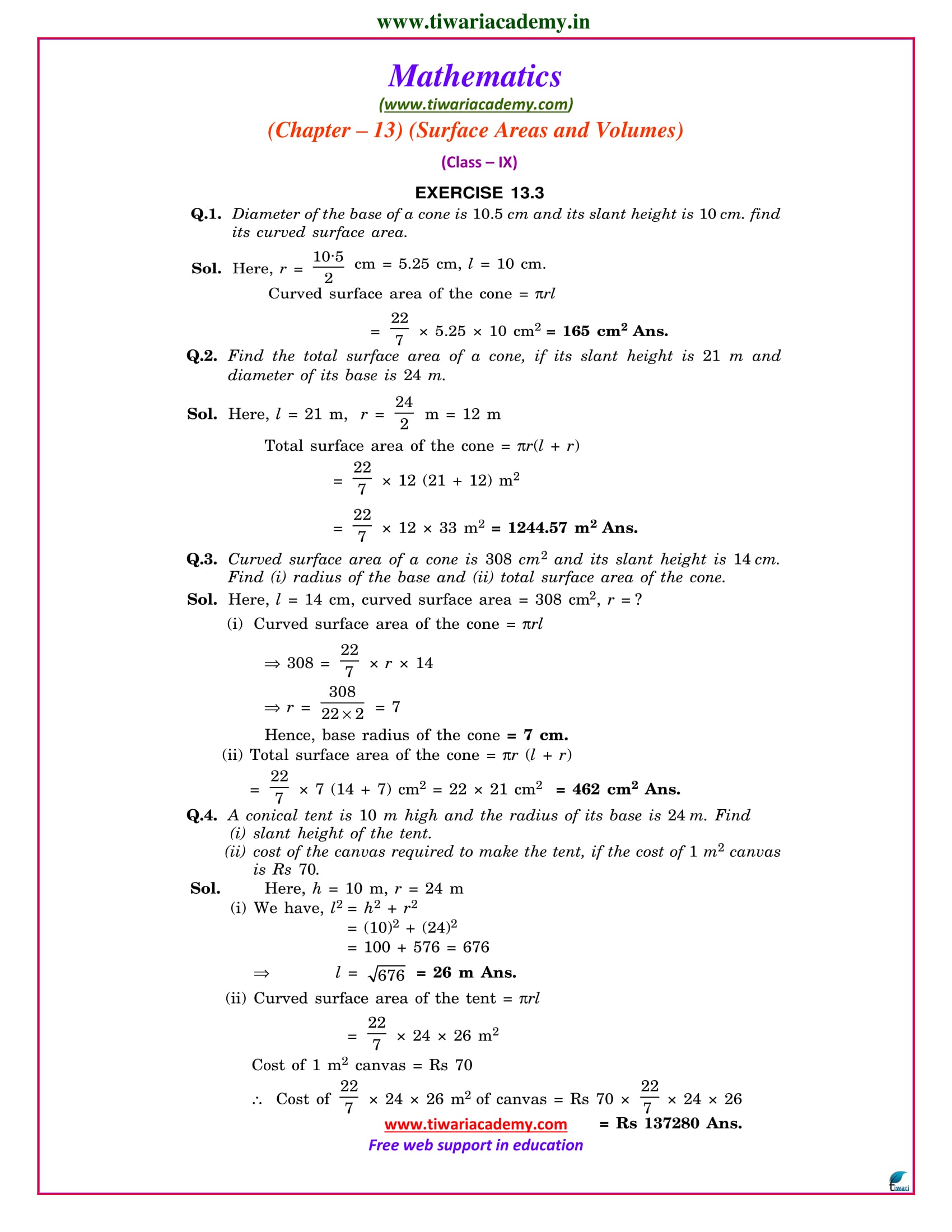 NCERT Solutions For Class 9 Maths Chapter 13 Exercise 13 3 13 4 PDF