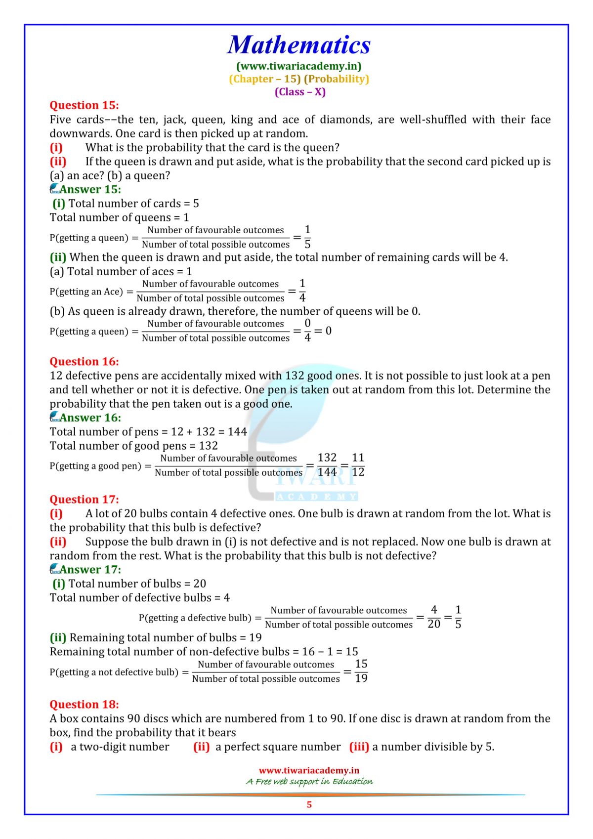 NCERT Solutions for Class 10 Maths Chapter 15 Exercise 15.1 Online