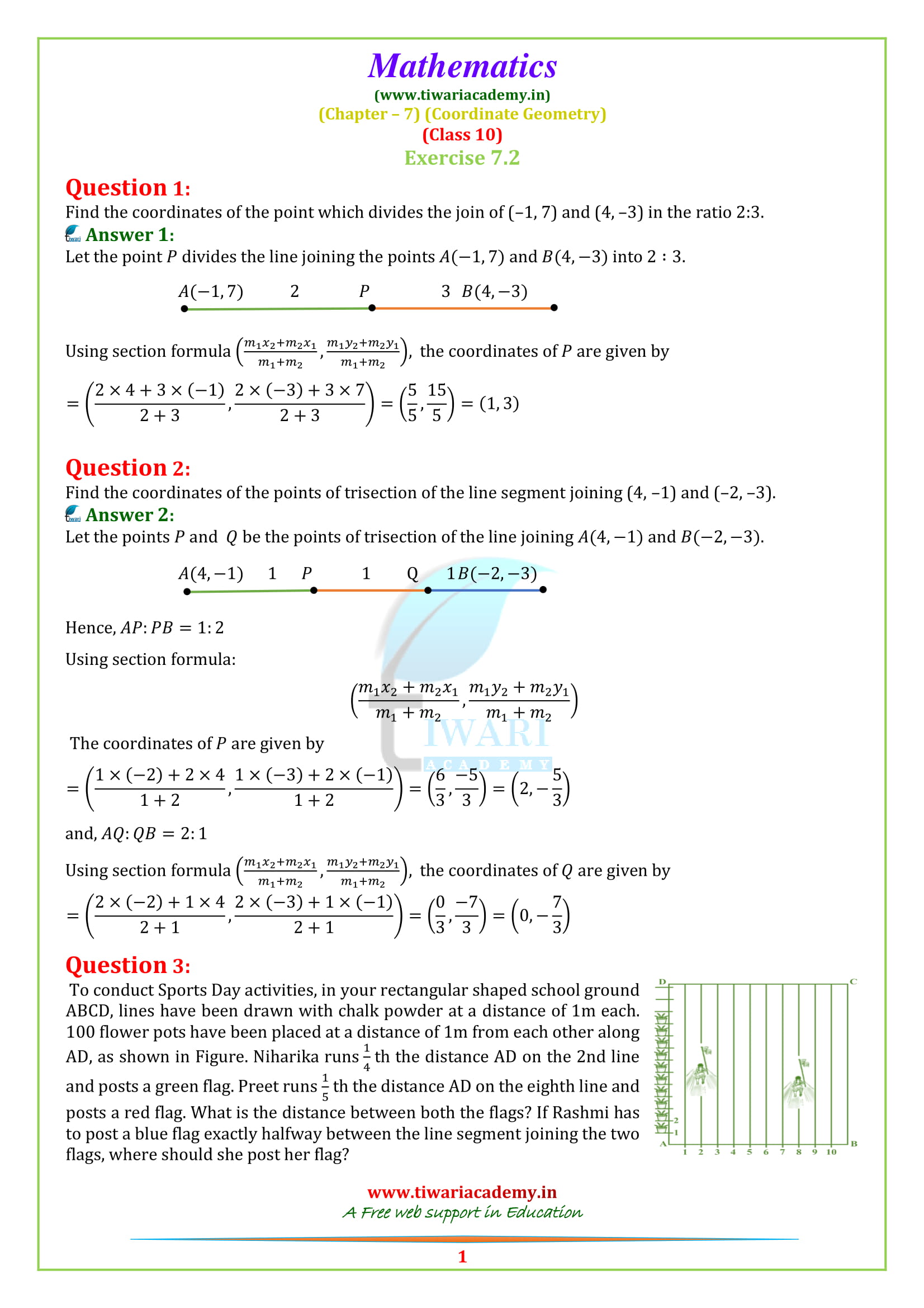 Ncert Solutions Class 10th Maths Ch 7 Solution