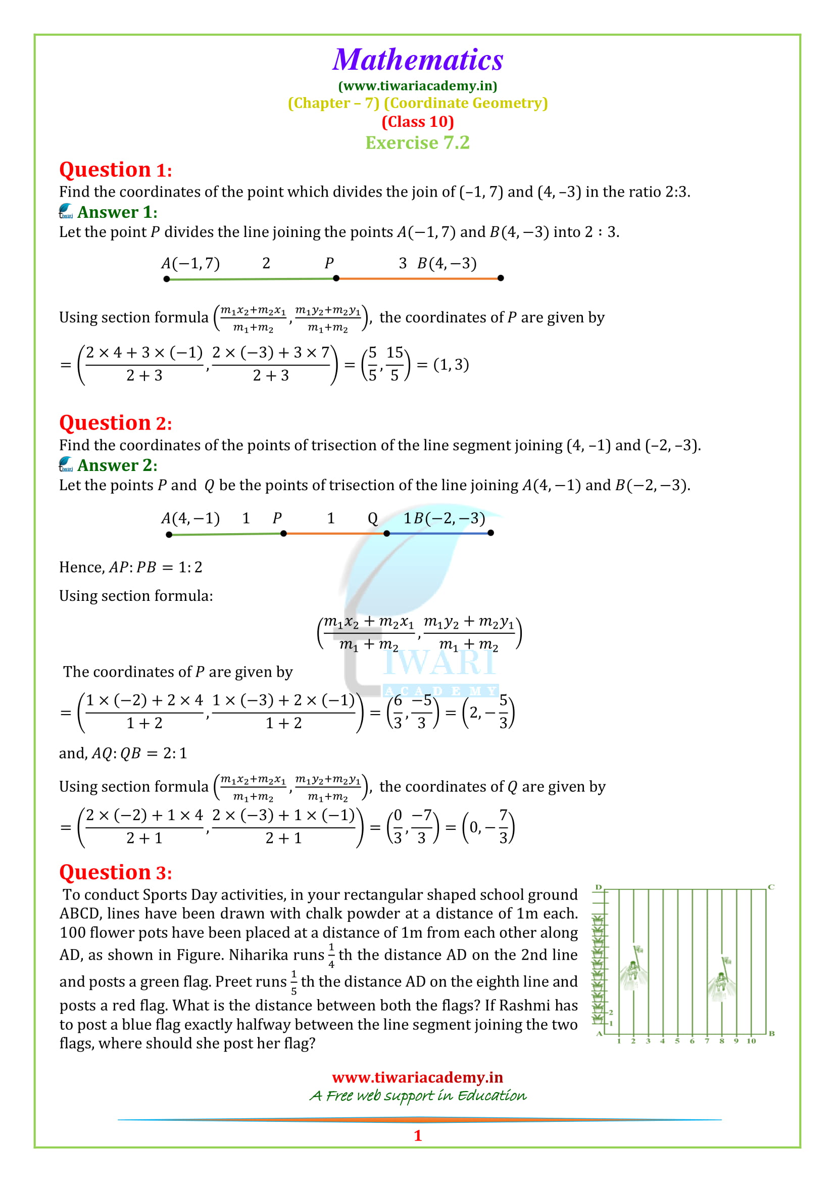 NCERT Solutions For Class 10 Maths Chapter 7 Exercise 7 2 Online Study