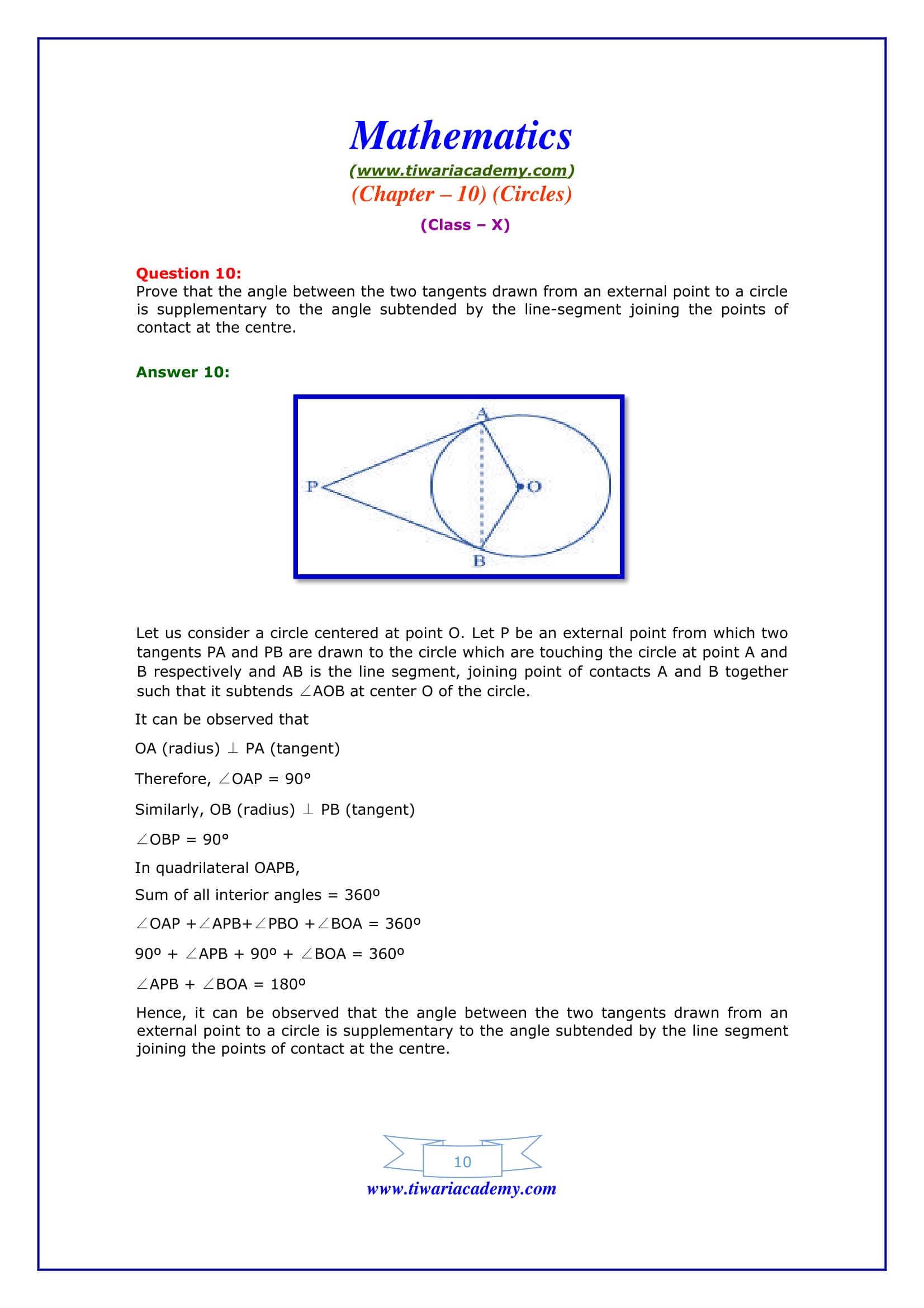 NCERT Solutions for Class 10 Maths Chapter 10 Exercise 10 ...