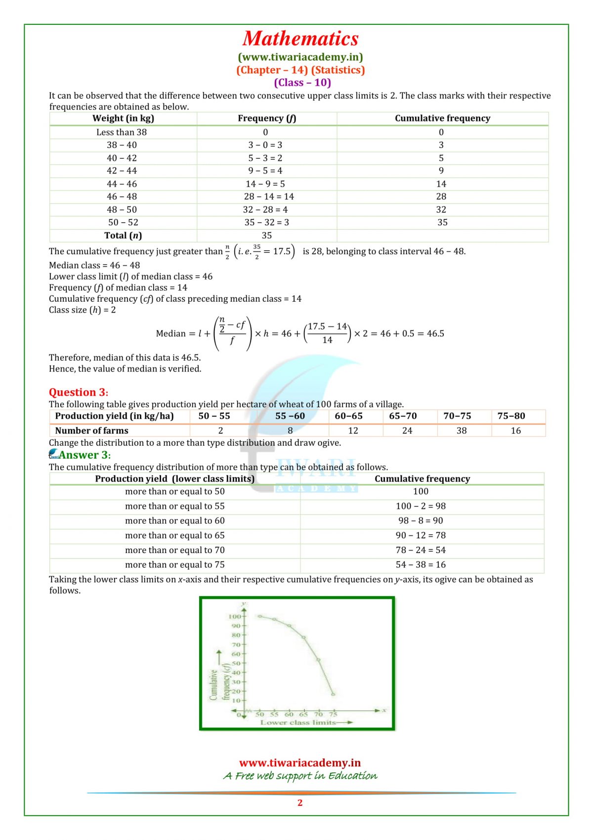 class 10 maths chapter 14 assignment