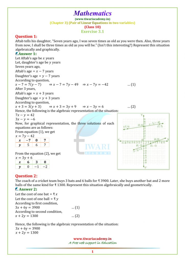 Ncert Class 10 Mathematics Chapter Wise Questions And Answers And 