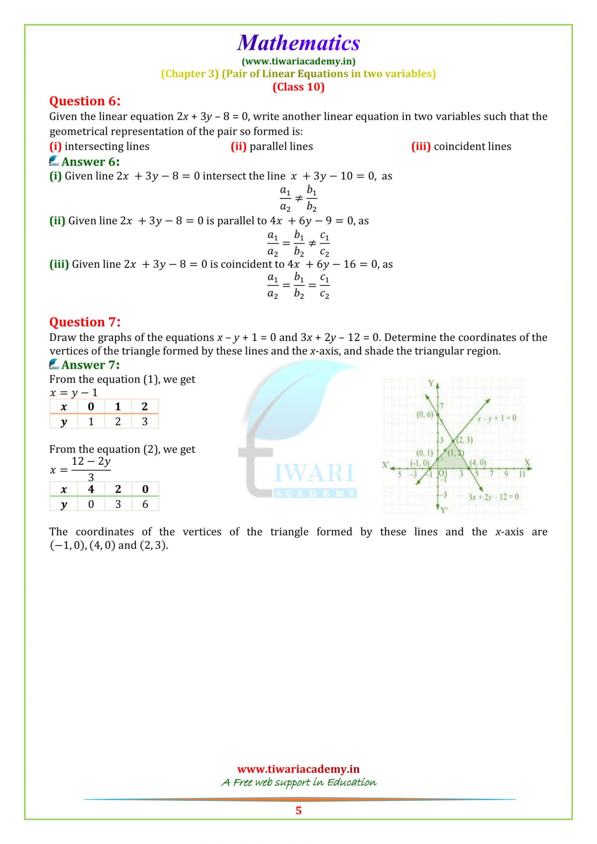 Ncert Solutions For Class Maths Chapter Exercise In Pdf