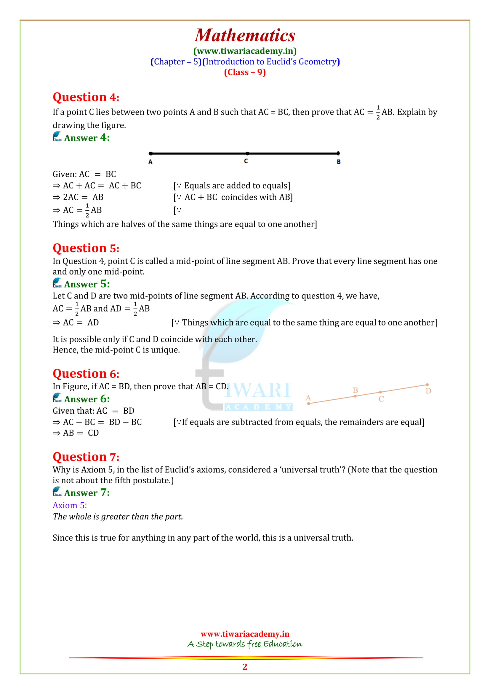 case study based questions class 9 maths chapter 5