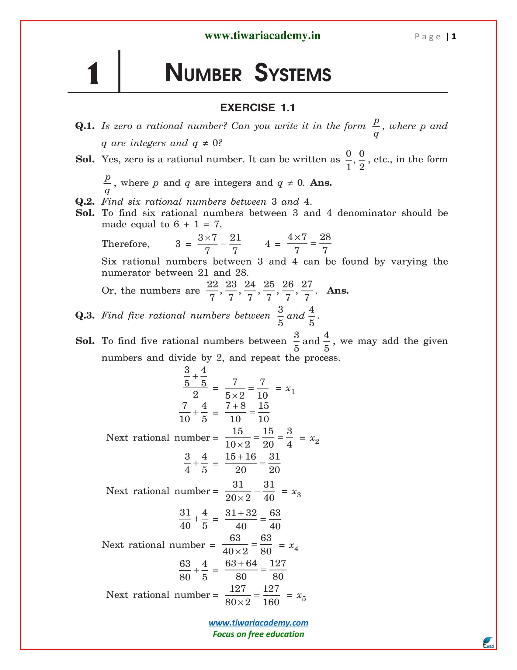 Worksheets For Ncert Class 9 Maths Solutions Chapter 1 Gambaran