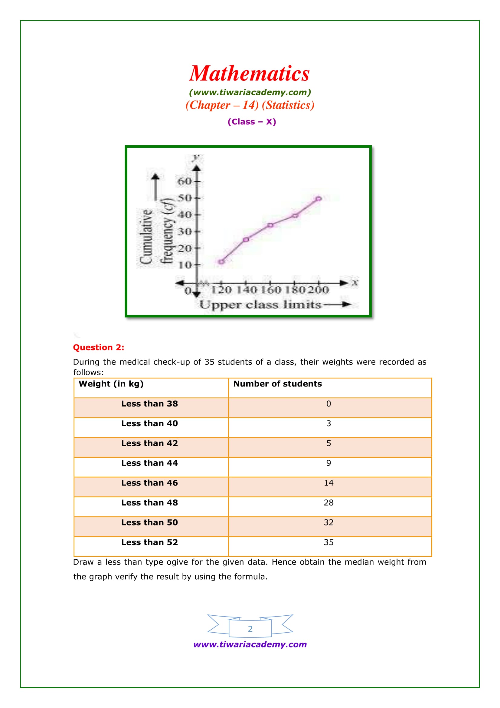 case study questions class 10 maths chapter 14