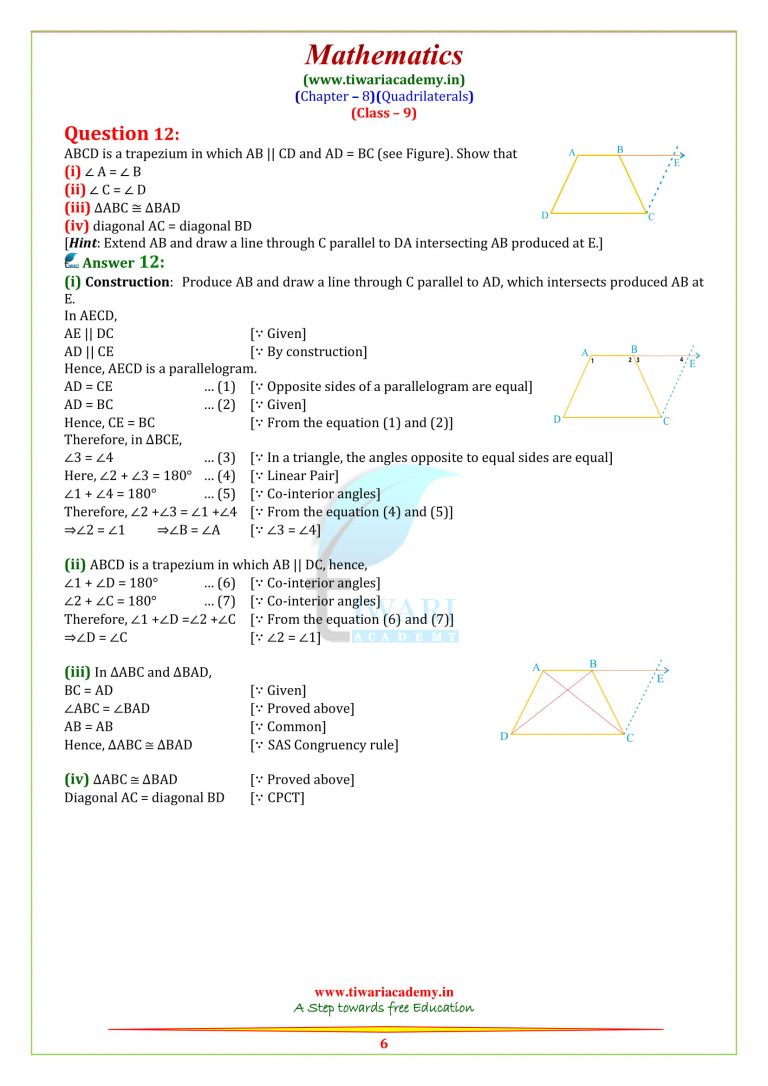 Ncert Solutions For Class 9 Maths Chapter 8 Quadrilaterals Ex 81 And 82 7790