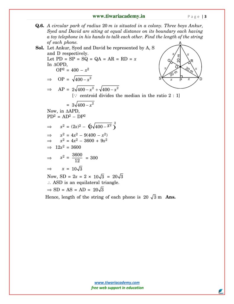 NCERT Solutions for Class 9 Maths Chapter 10 Circles Exercise 10.1-10.6