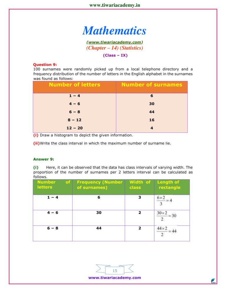 Ncert Solutions For Class 9 Maths Chapter 14 Exercise 14 3 Statistics