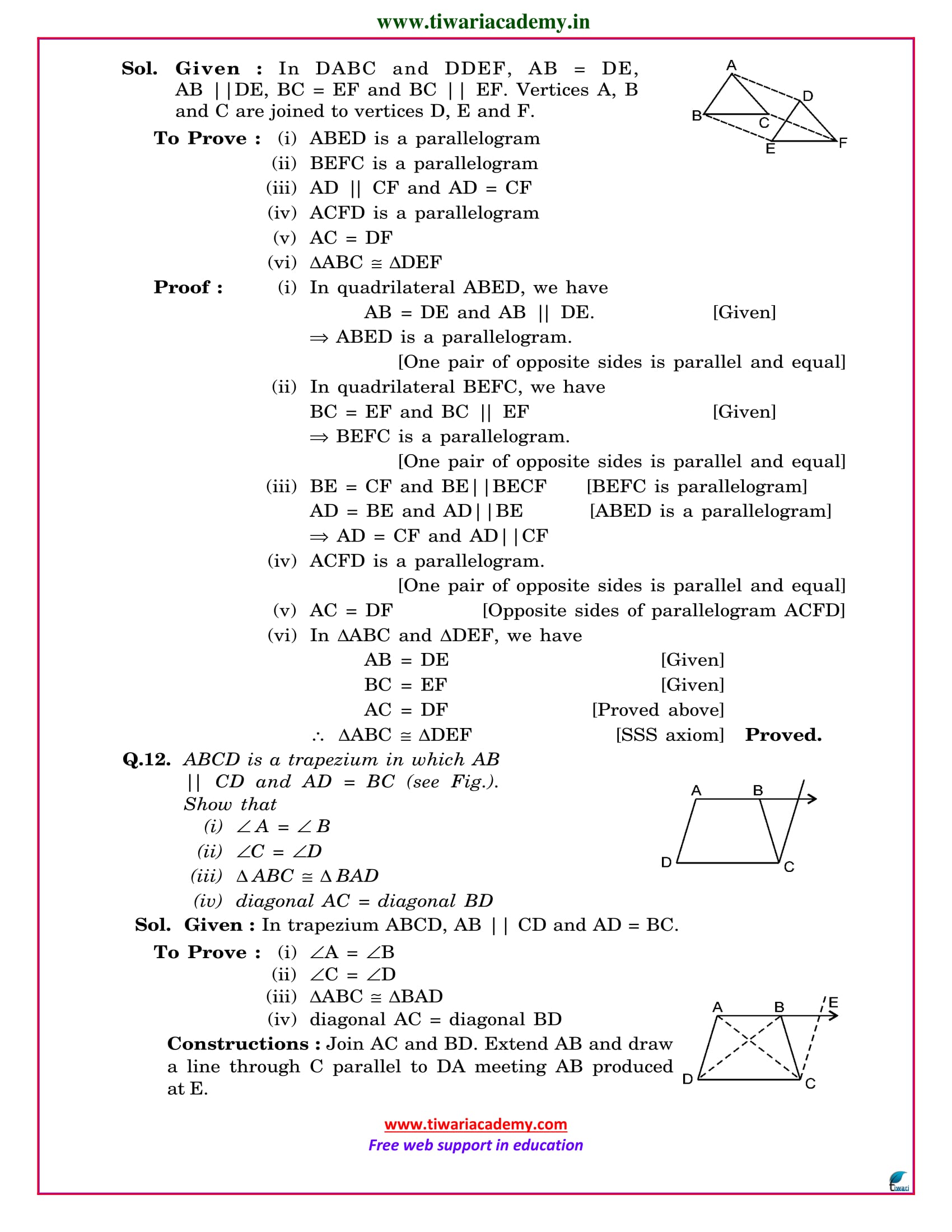 Ncert Solutions For Class 9 Maths Chapter 8 Quadrilaterals Ex 81 And 82 8458
