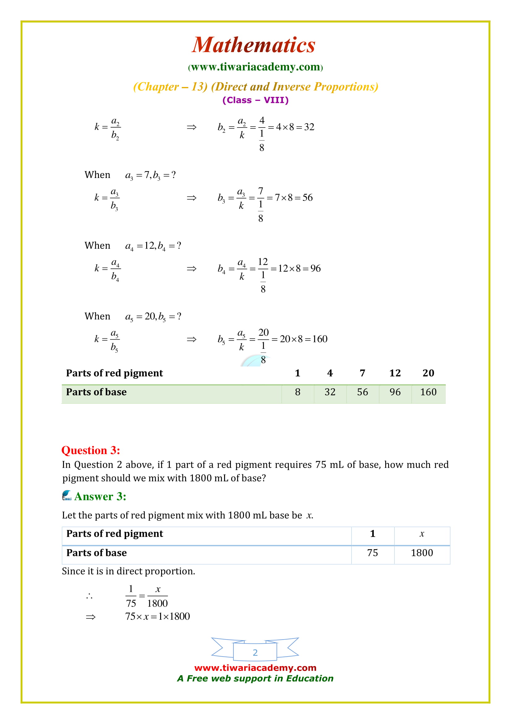 NCERT Solutions for Class 8 Maths Chapter 13 Exercise 13.1 Direct and Inverse Proportions updated for 2020 – 2021