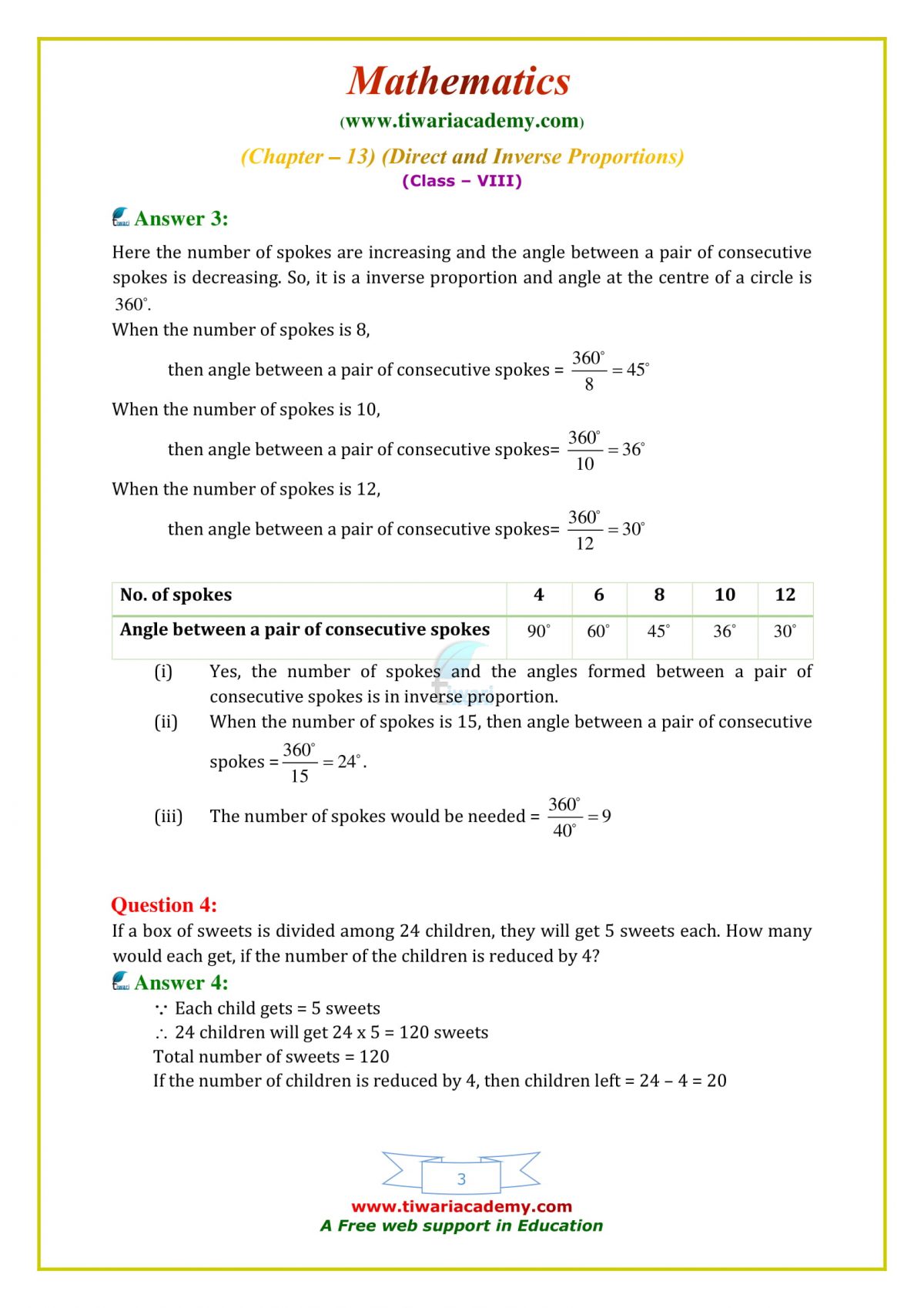 NCERT Solutions for Class 8 Maths Chapter 13 Exercise 13.2 Proportions