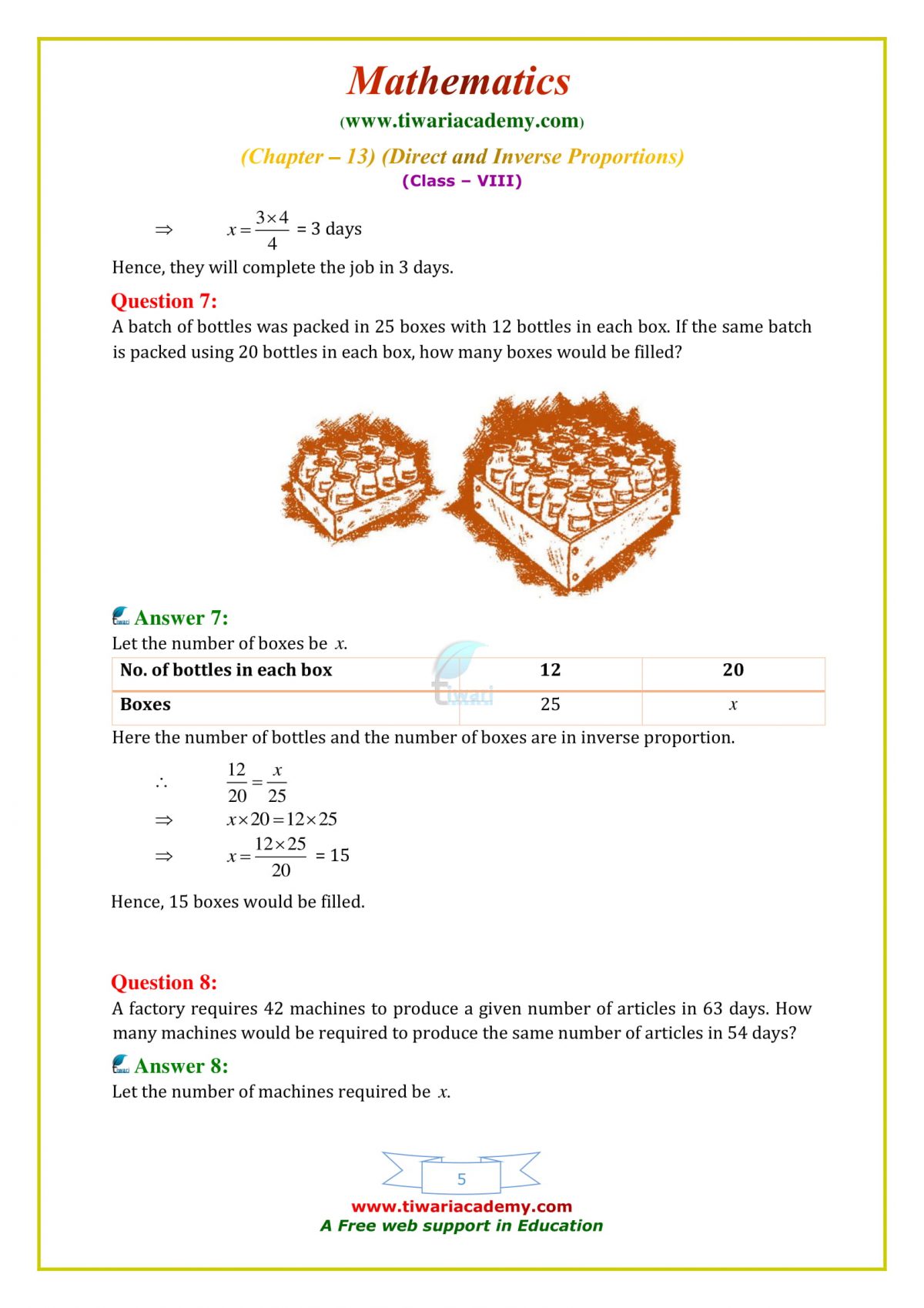 NCERT Solutions For Class 8 Maths Chapter 13 Exercise 13.2 Proportions